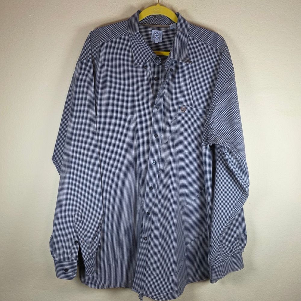 Cinch Mens XXL Long Sleeve Button Down Shirt Black Brown Plaid Cotton Western